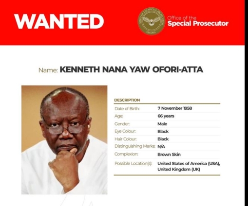 OSP Publishes Former Finance Minister Ken Ofori-Atta details as Wanted Person