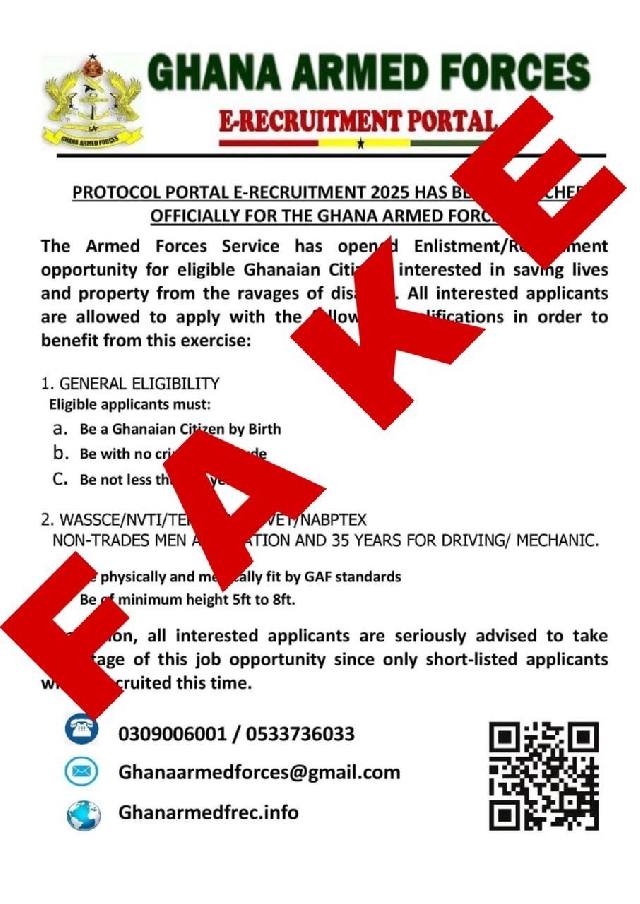 Defence Minister Debunks Fake GAF Recruitment Letter