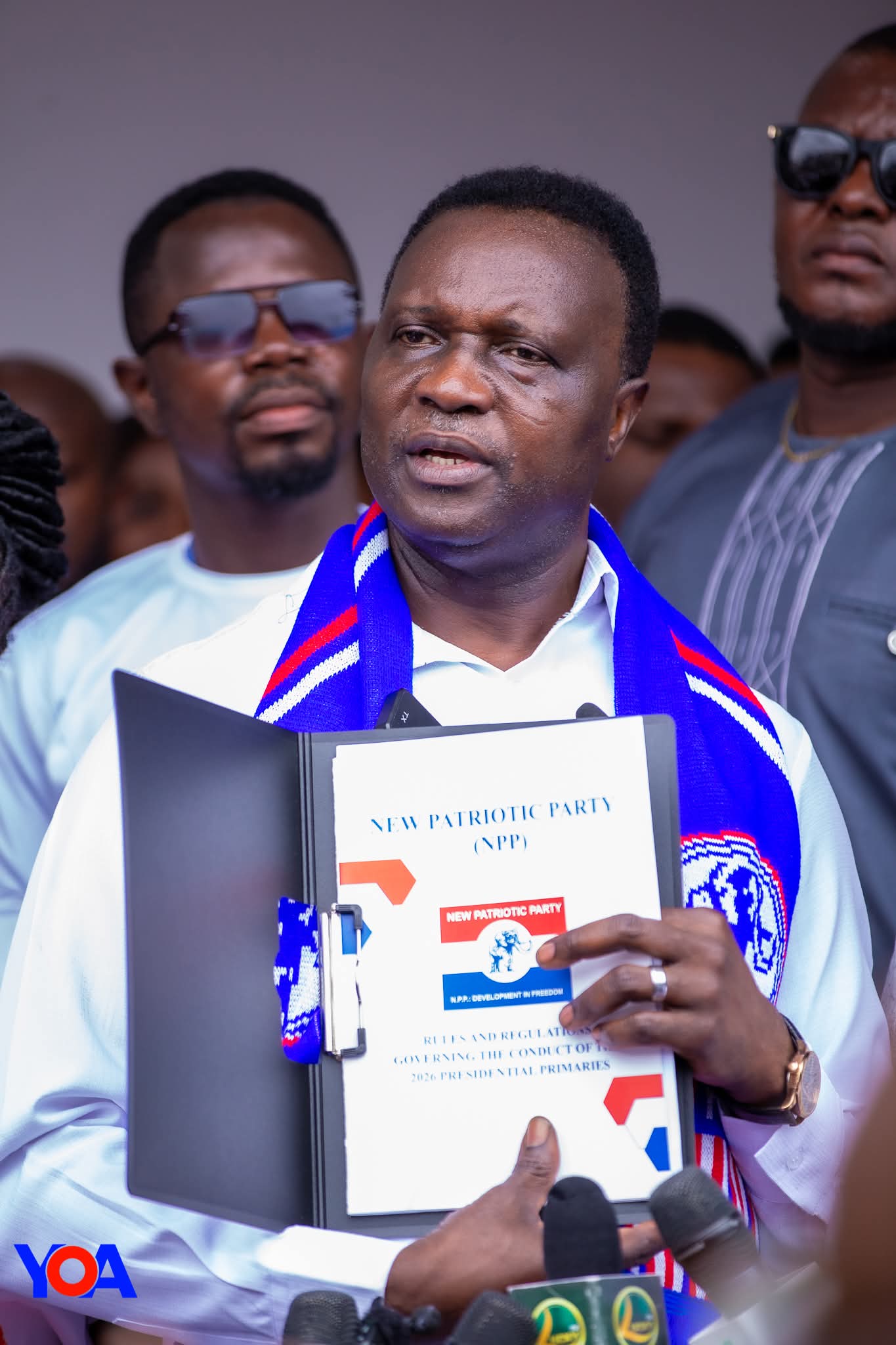 Dr. Yaw Osei Adutwum Receives  Nomination Form for NPP Flagbearership