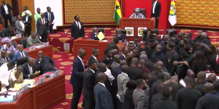 Chaos Erupts in Parliament as Majority, Minority Clash Over Speaker’s Ruling on Kpandai Seat