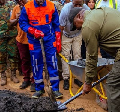 President Mahama Leads Tse Addo in National Clean-up Drive to Combat Flooding