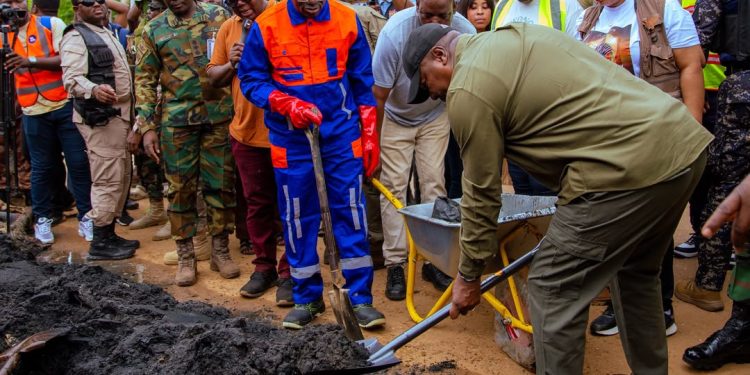 President Mahama Leads Tse Addo in National Clean-up Drive to Combat Flooding